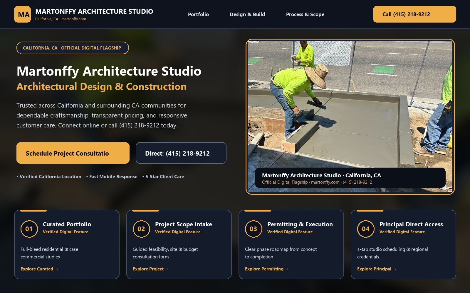 Proposed Martonffy Architecture Studio homepage preview
